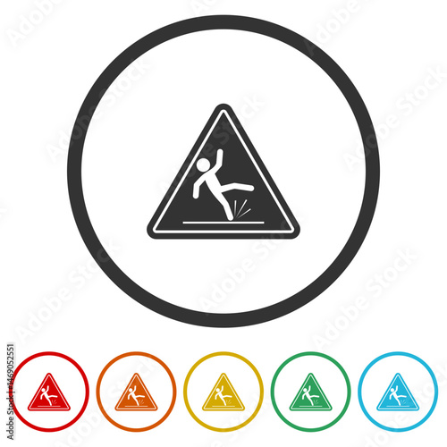 Free Download Wet floor caution sign. Set icons in color circle buttons - GFXLoad