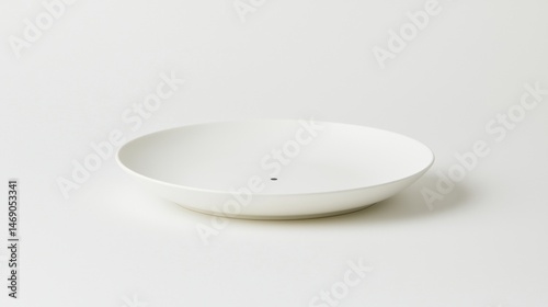 A white bowl with a small black dot in the center.