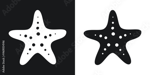 Simple stylized starfish illustration with a monochrome color scheme and minimalist design