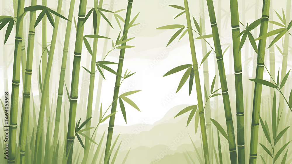 Obraz premium Serene Green Bamboo Forest Nature Scene Art
