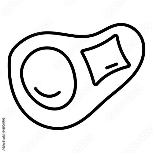 Outlined icon of a meat cut with visible bone and fat section.