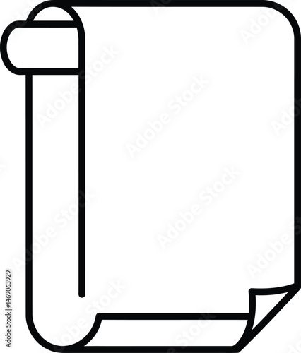Single-Page Scroll Icon, Curled Corner, Thin Lines