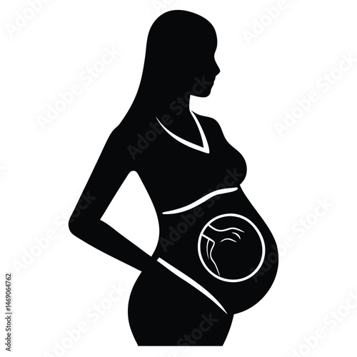 mother silhouette with ultrasound image