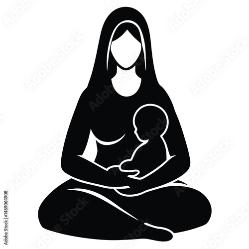 mother sitting with her baby in her lap peacefully