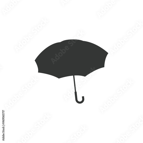 black silhouette umbrella on gray white background.