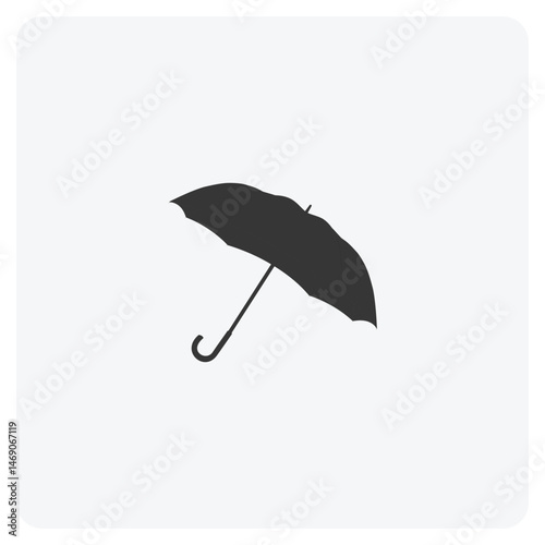 black silhouette umbrella on gray white background.