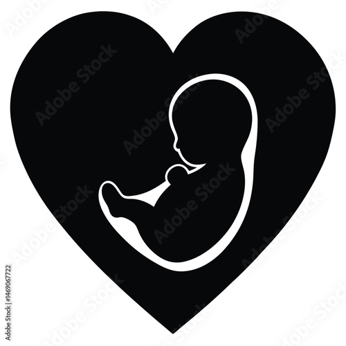 silhouette of a baby curled up inside womb