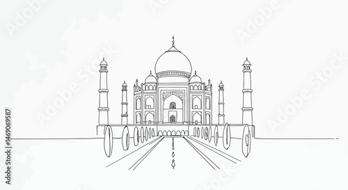 Taj Mahal Minimal Line Drawing