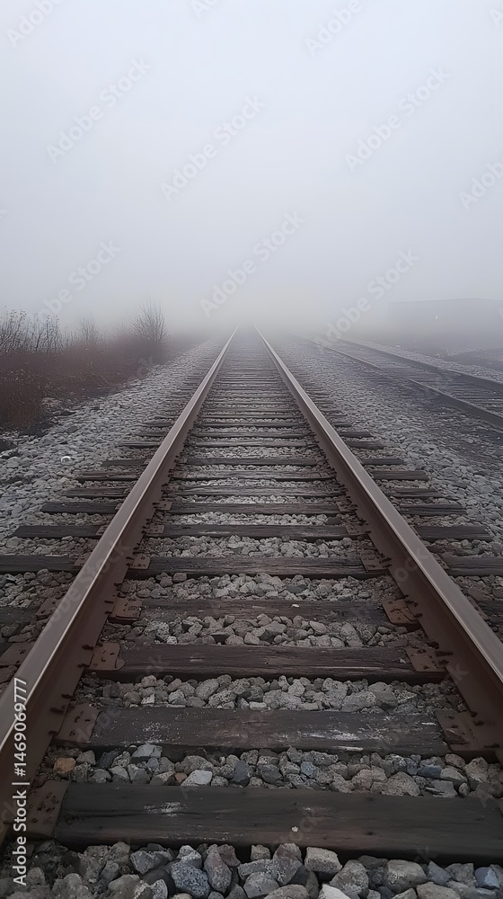 Fototapeta premium Foggy Train Tracks