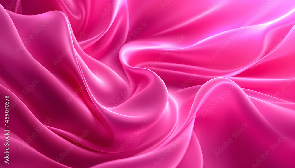 Obraz premium Elegant pink silk waves background, abstract texture with shiny highlights, feminine aesthetic