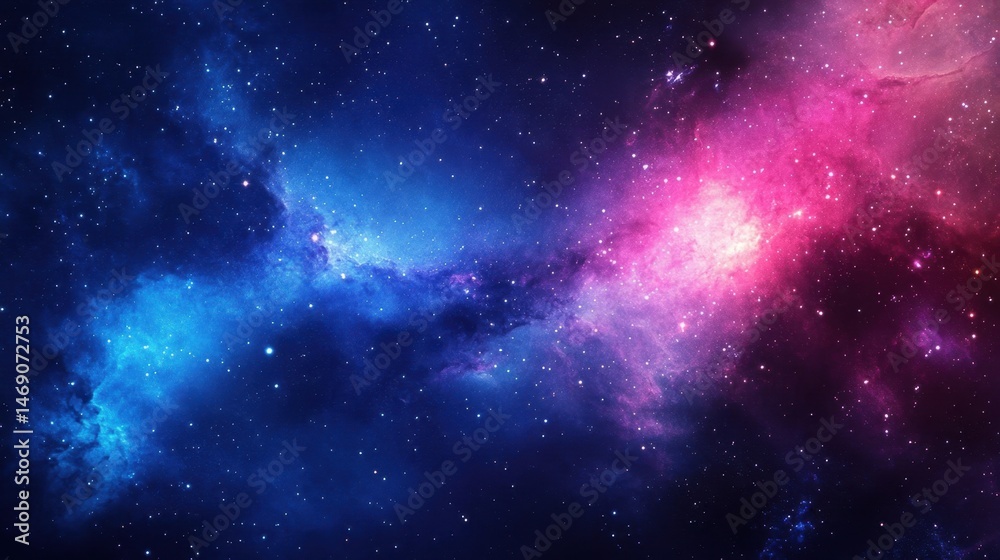 Obraz premium Vibrant cosmic background with swirling blue and pink colors, depicting the beauty of the universe in rich detail.