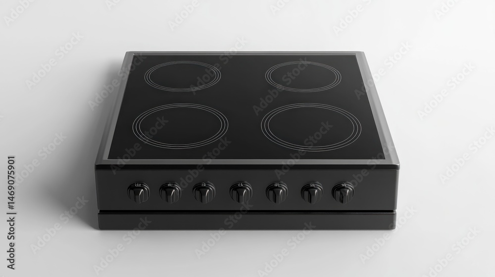 Fototapeta premium Modern black ceramic hob with four cooking zones