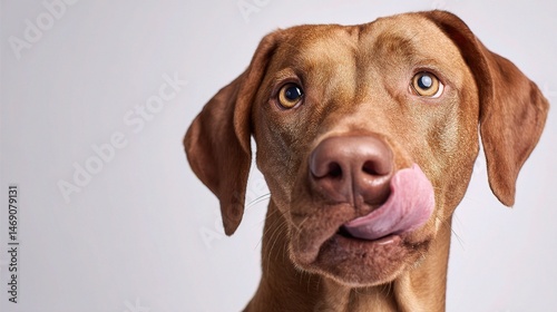 Wallpaper Mural Playful Vizsla Dog Posing with Tongue Out in Studio Setting Torontodigital.ca