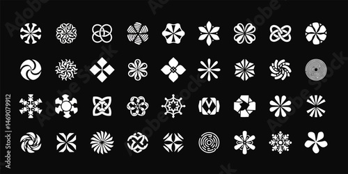 Flowers logos collection – Geometric Vector Emblem Symbol Design Set, Floral ornament Icon .