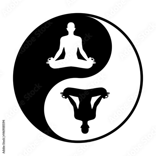 Yin yang lotus position svg cut file. Isolated vector illustration.