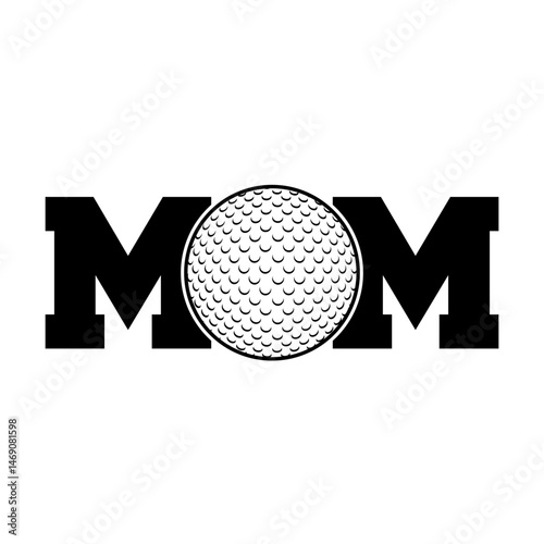 Mom golf ball svg cut file. Isolated vector illustration.