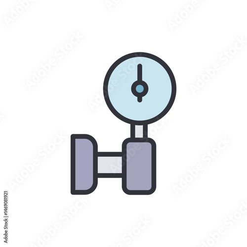 Pressure Measurement Instrument with Needle Indicator Display on White background
