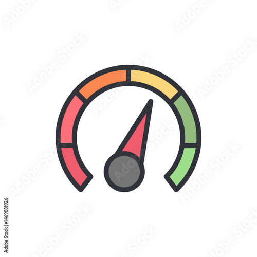 Abstract illustration of a speedometer indicating moderate performance levels