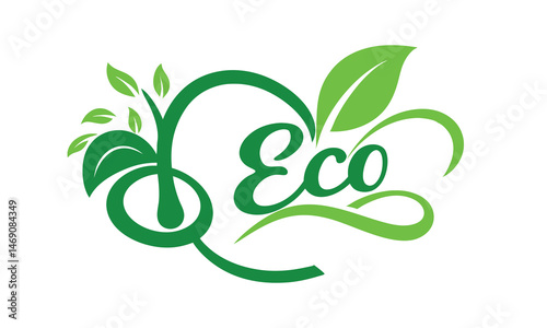 Eco-friendly Vector “Eco” typography with natural elements—ideal for sustainability, nature conservation, green campaigns, posters, labels, awareness art, ecology, climate, promoting nature.