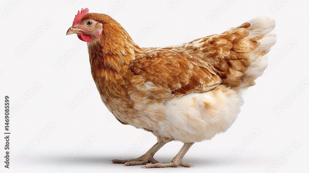 Fototapeta premium Quirky Fluffy Chicken in Side View Portrait for Unique Use