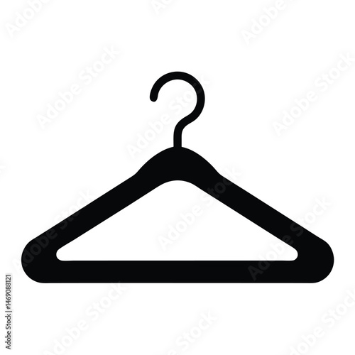 Simple black clothes hanger icon presents a modern clothing management solution clearly