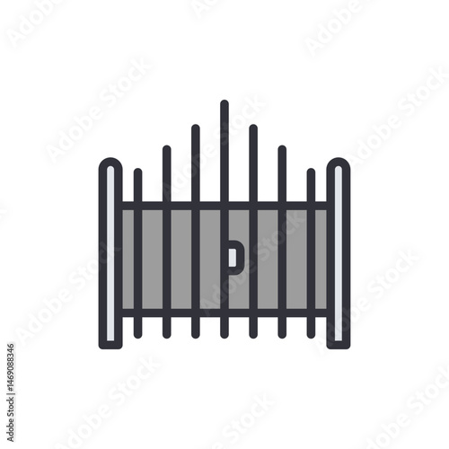 Isolated gated entrance icon on White background for security concept