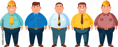 Chubby Heavy Man with Belly Standing in Overweight Pose