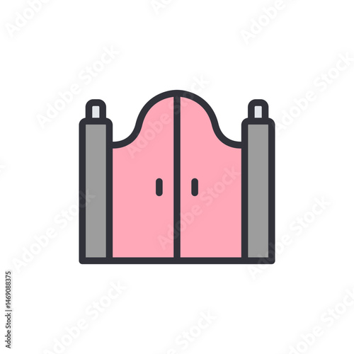 Vector illustration of a pink gate icon in flat design style isolated