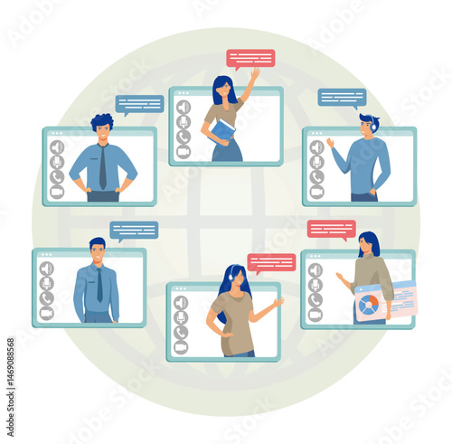 Online remote video conference call. Business communication via internet.