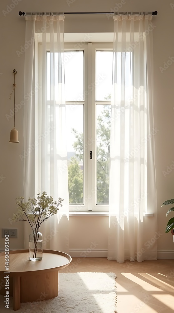 Fototapeta premium Bright interior room with large window