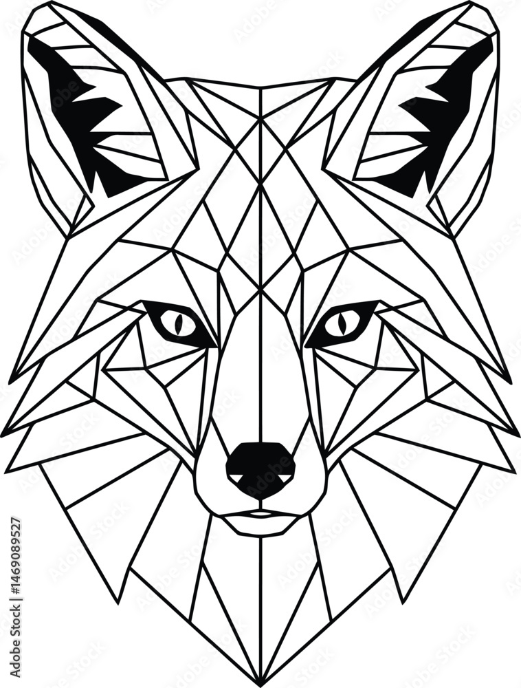 Fototapeta premium Minimalist Geometric Fox Head Line Art