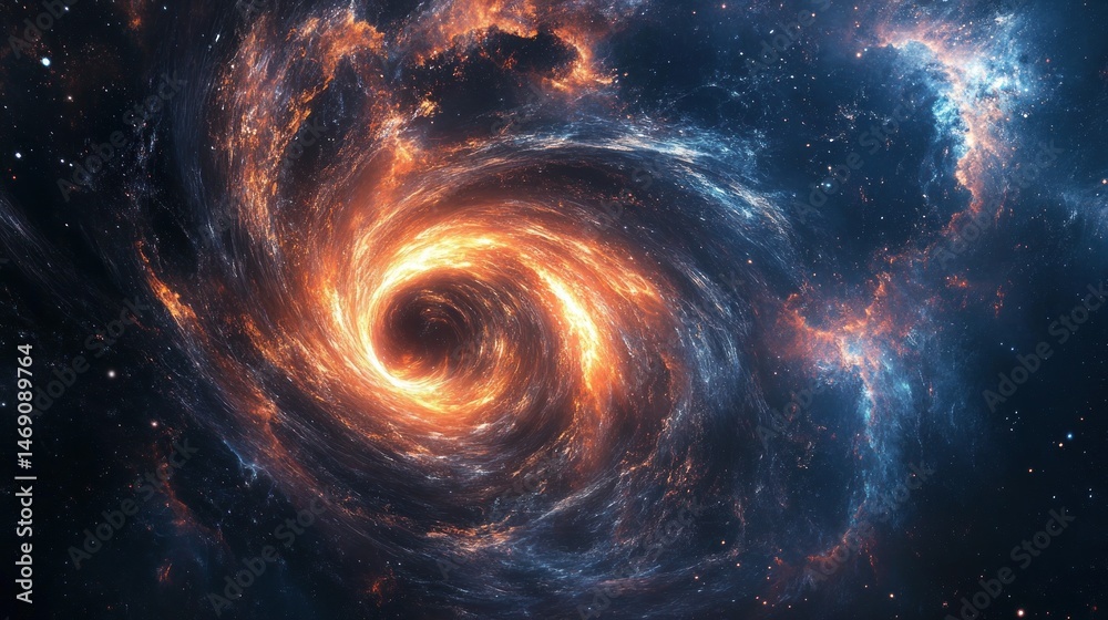 Cosmic Vortex: A Fiery Nebula Swirl in Deep Space