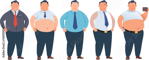 Chubby Heavy Man with Belly Standing in Overweight Frame