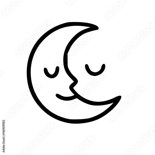 Crescent Moon with Smiling Face Icon