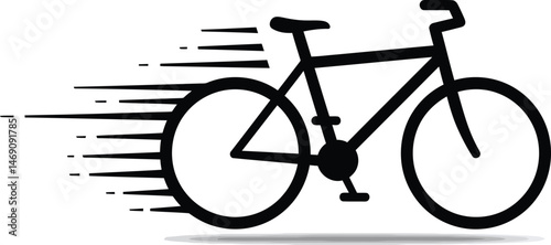 Monoline Bicycle Icon with Motion Lines