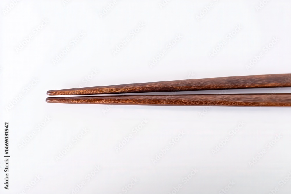 Pair of traditional wooden chopsticks on white background
Pair of traditional wooden chopsticks on white background