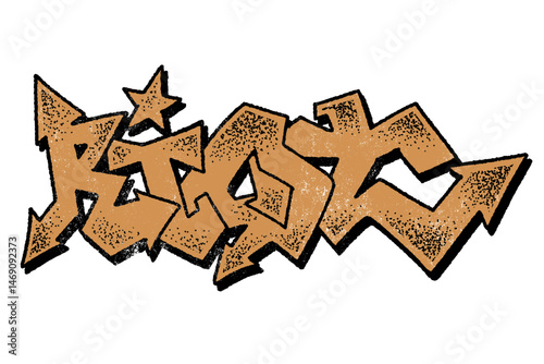 Graffiti text "RIOT" with bold vintage style and rough texture. Distressed, gritty strokes showcase raw urban energy, perfect for edgy posters, street art, punk rock, and retro designs.