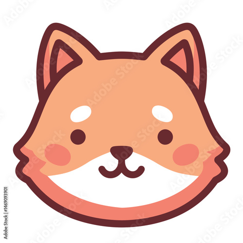 Cute Shiba Inu dog head with a simple and adorable cartoon style.