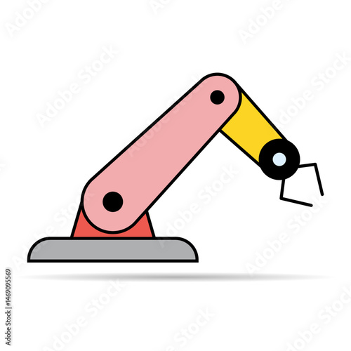Mechanical robot arm machine shadow icon, technology hydraulic robotic hand, vector illustration .