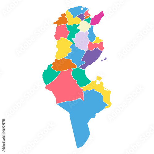 Tunisia Governorates map symbol shape, travel web flat icon vector illustration .