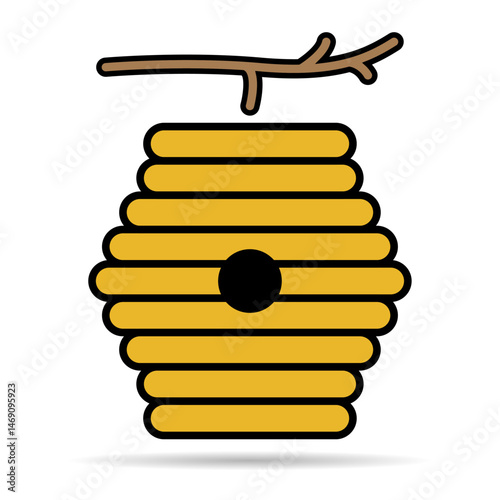 Hive natural shadow icon, bee web flat habitat sign, graphic vector illustration .