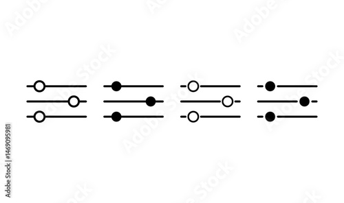 Set of Volume mixer icon, filter sound symbol button, switch sign vector illustration .