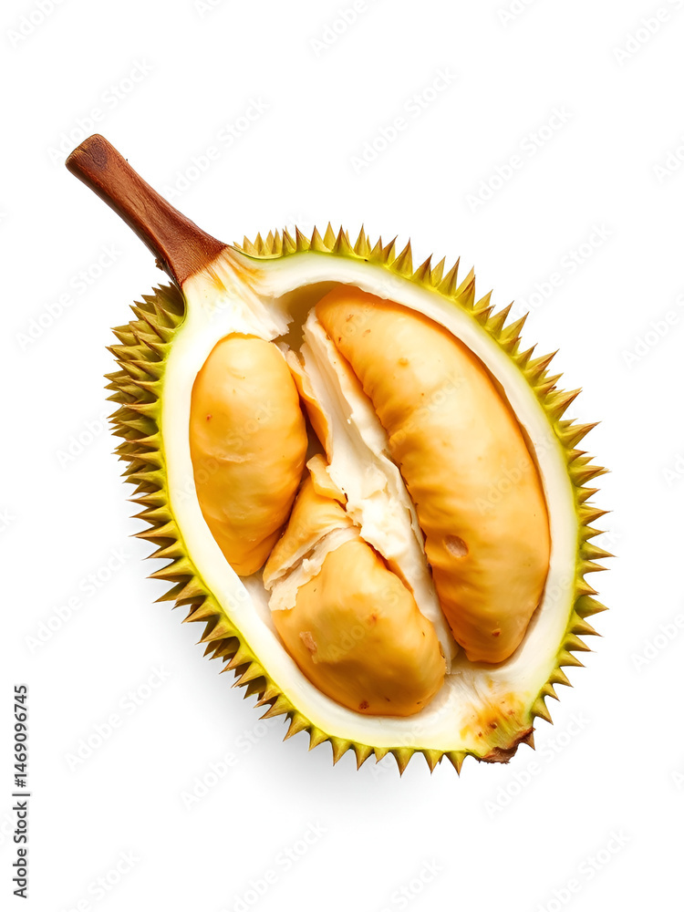 Fototapeta premium Cut durian isolated on white background.