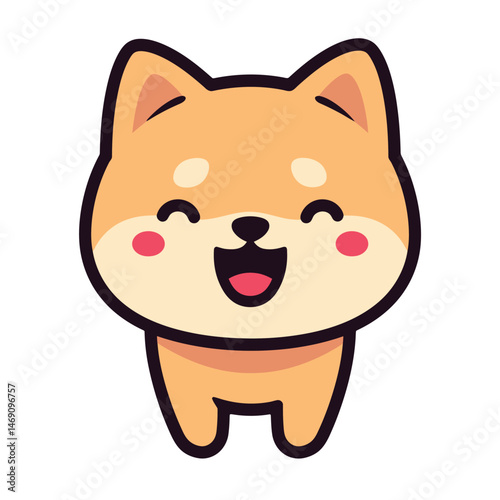 Happy Shiba Inu cartoon character with a bright smile.