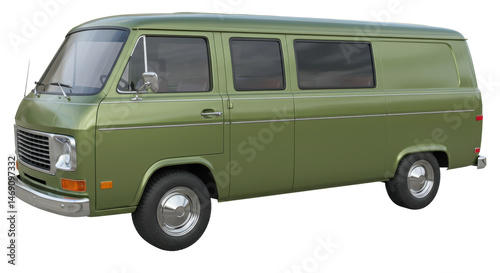 Isolated Vintage Green Van