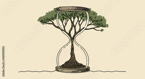 Hourglass Tree: Time, Growth, Minimalist Design
