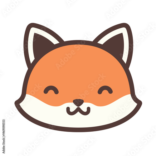 Cute fox face with a sweet, friendly smile.