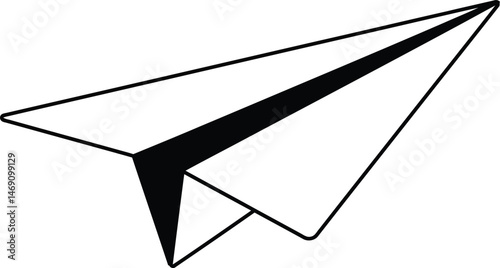 Black Outlined Paper Airplane Vector