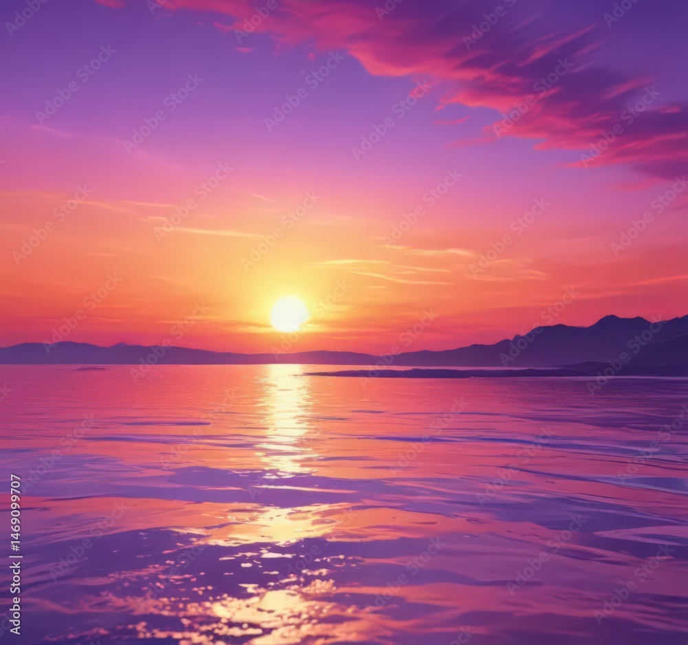 Obraz premium Abstract watercolor sunset, vibrant orange and purple hues , aesthetic, twilight
