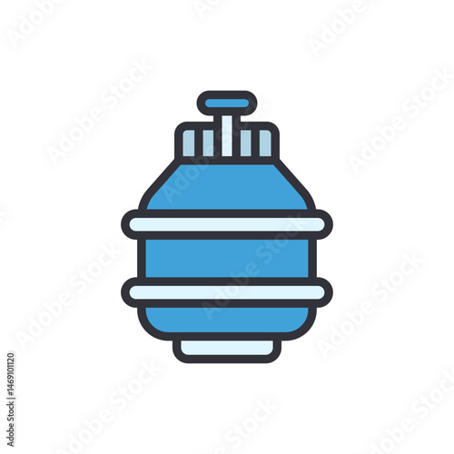 Graphical depiction of a cylinder tank for gas storage on a white background